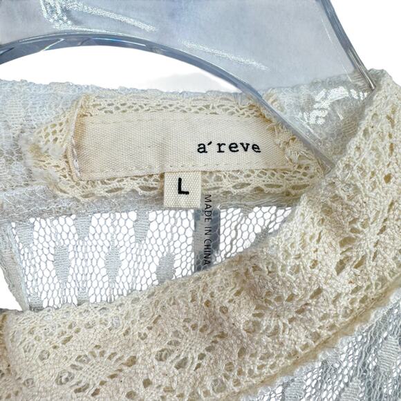 A’reve Anthropologie Cream Lace High Neck Sleeveless Peach A-line Mini Dress - Picture 12 of 14